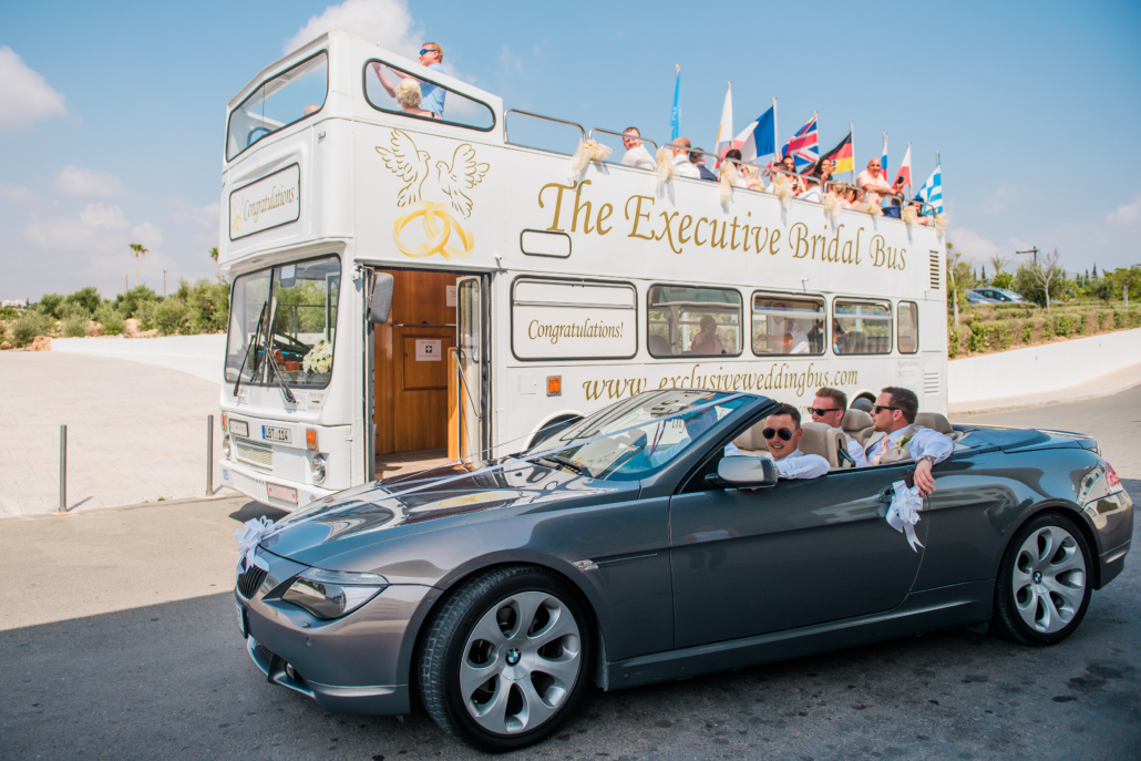 White Bus & BMW Convertible