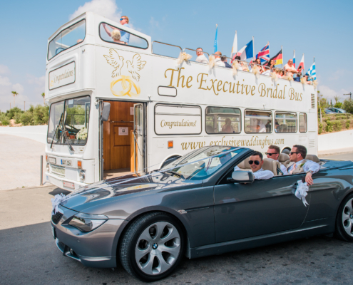 White Bus & BMW Convertible